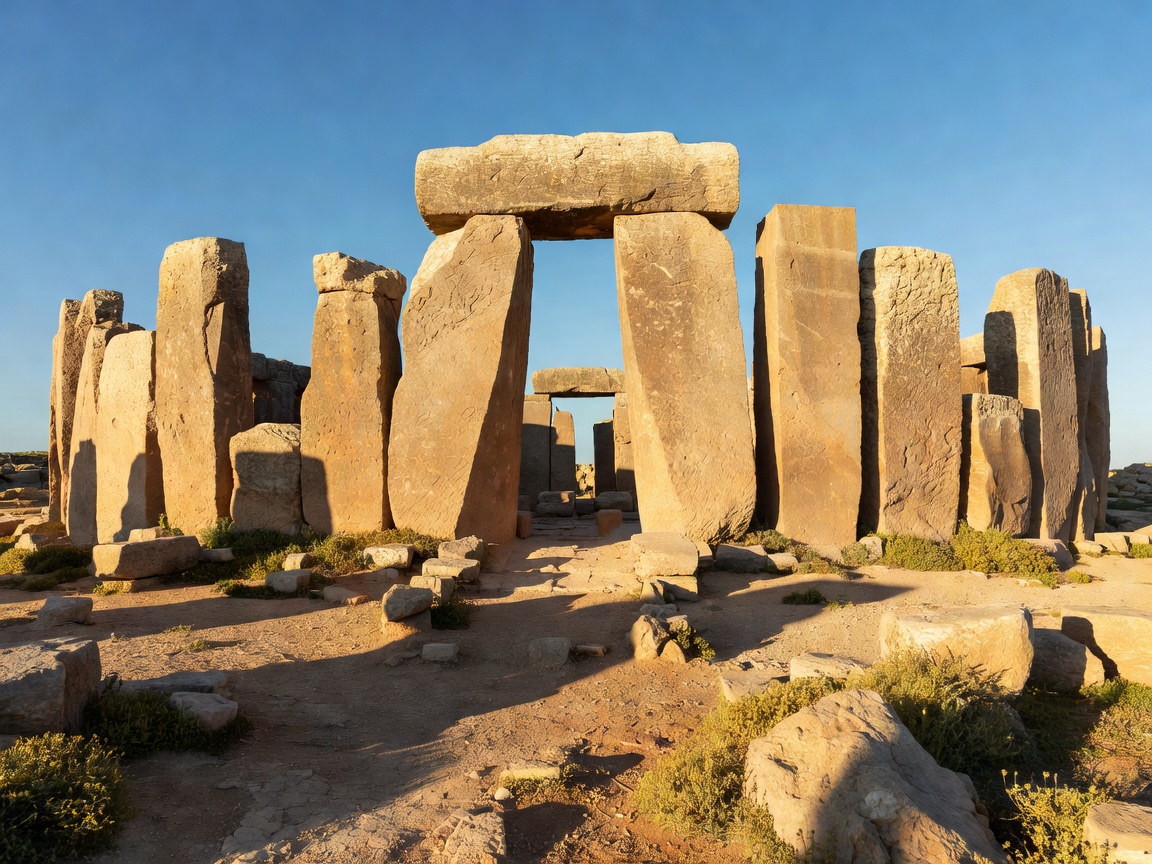 Massive upright orthostats and trilithon entrance at the megalithic temple site of Hagar Qim in Qrendi Malta